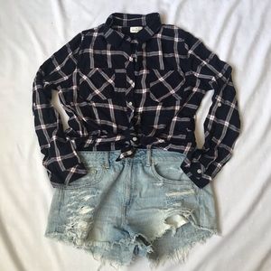 NWOT Thread & Supply Navy Plaid Button Down Shirt
